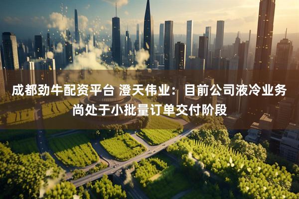 成都劲牛配资平台 澄天伟业：目前公司液冷业务尚处于小批量订单交付阶段